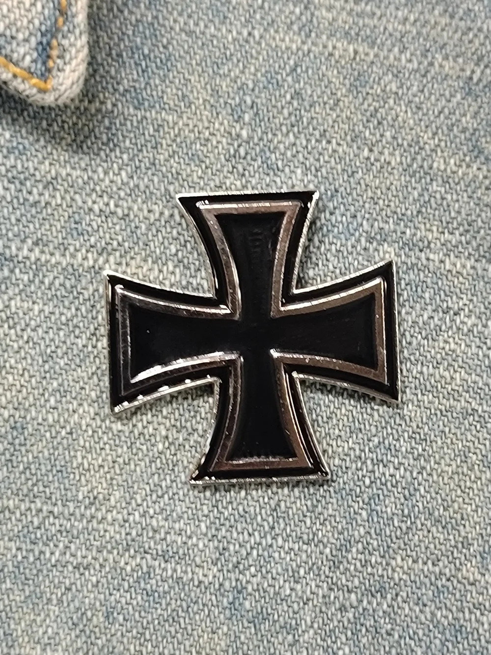 Black Maltese Cross Enamel Pin